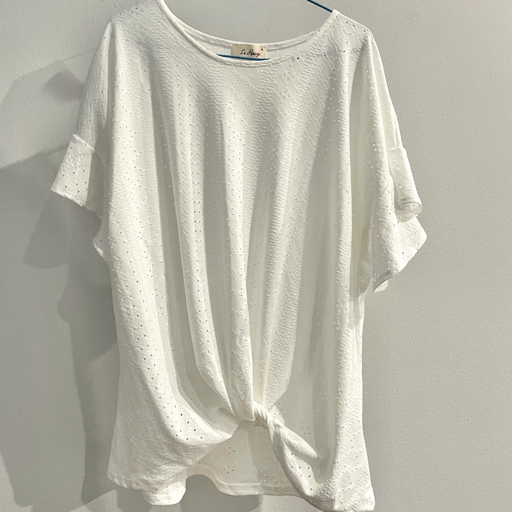 Le Rouge White Blouse with Twist Detail Size XL